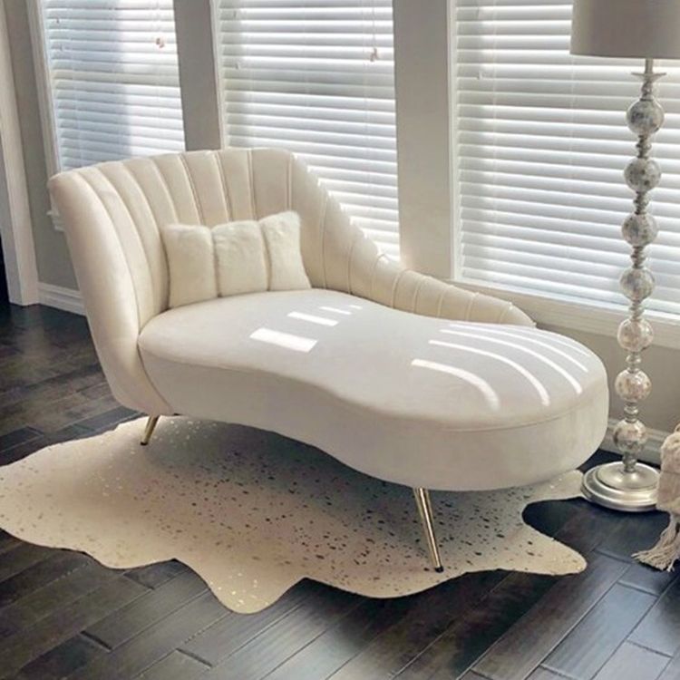 Glam Tufted Velvet Chaise Lounge with Reclining Channel Stitch Chaise for Living Room