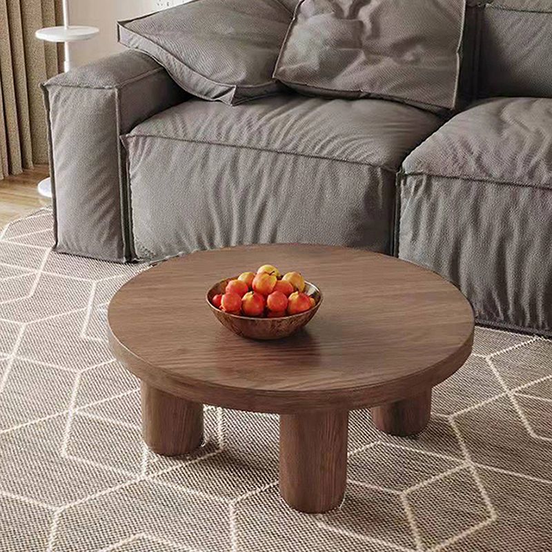 Dia 23.6"/27.6"/31.5" Wooden Cocktail Table, Scandinavian 4 Legs Round Coffee Table