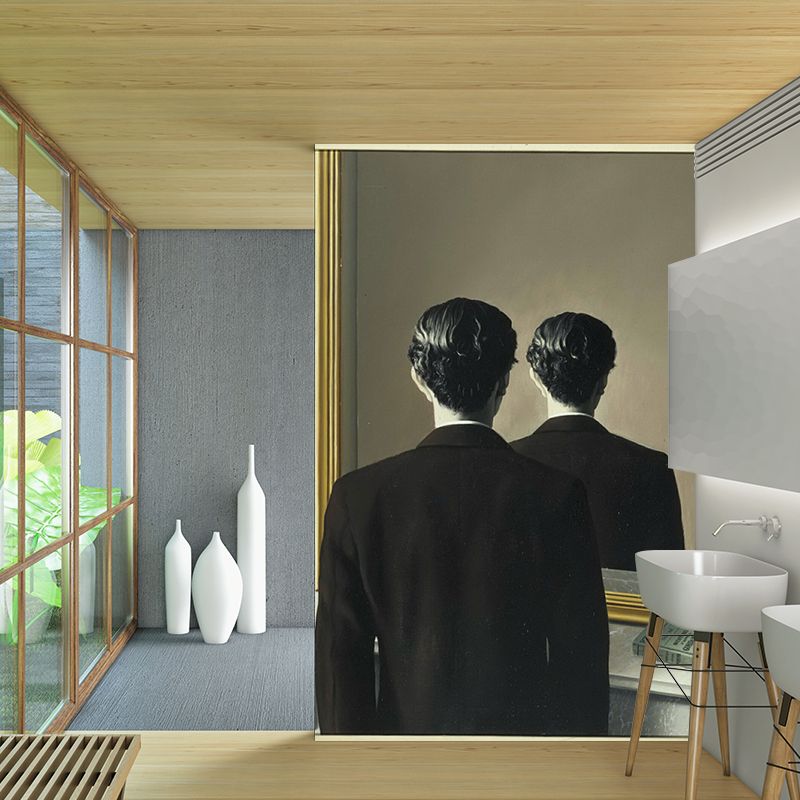Surrealist Mirror Wallpaper Murals for Living Room Customized Wall Art in Black-Brown