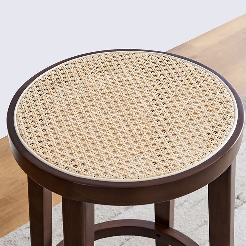 Contemporary Design Solid Wood Bar Stools Wicker Backless Stools