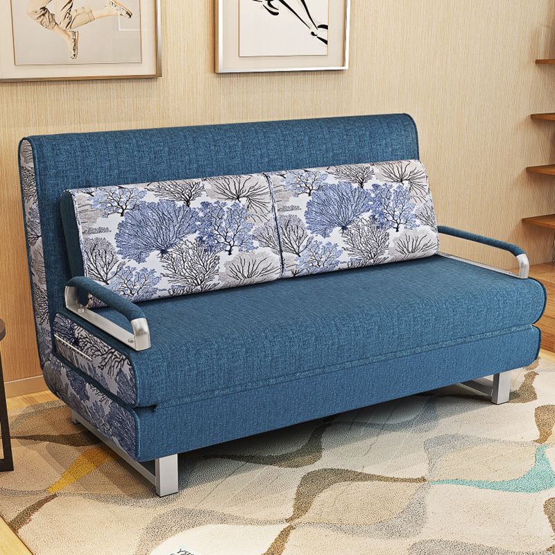 Cotton Blend Contemporary Sofa Bed Square Arm Convertible Sofa
