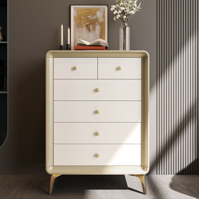 Classic Glam Horizontal Double Dresser Rubber Wood Storage Chest Dresser for Bedroom