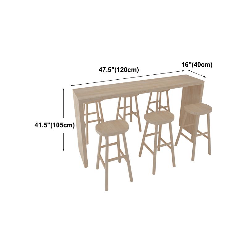 Modern Bar Dining Table Indoor Rectangle Wood Bar Table with Double Pedestal (only table)