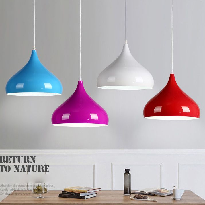 Metal Hanging Light Nordic Style Macron Color Pendant Light Conical Shape Hanging Light for Kitchen