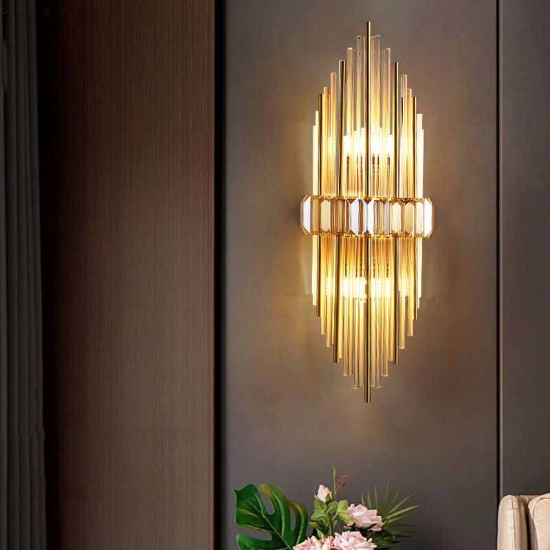 2 Light Unique Wall Sconce Postmodern Style Crystal Wall Lighting for Bedroom