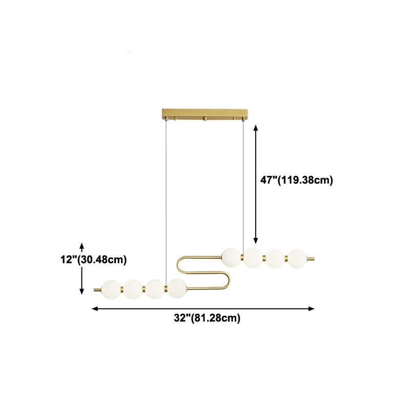 Modern Style Spherical Shape Island Lights Glass 8 Light Island Lighting in Gold