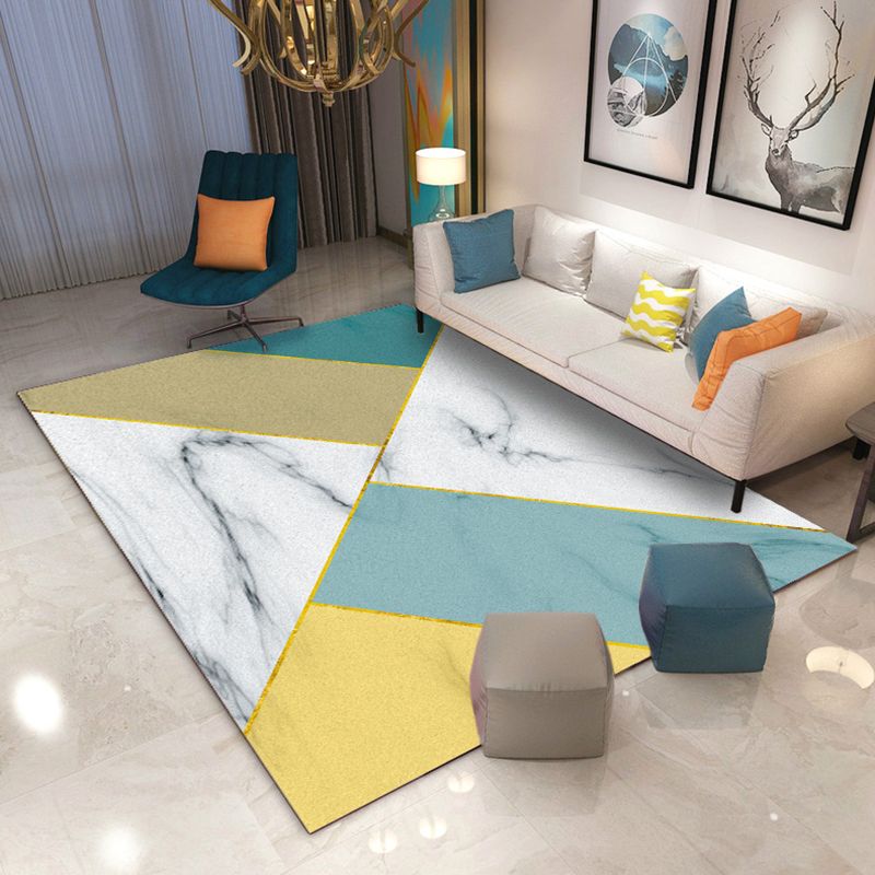 Light Color Modern Rug Polyester Carpet Geometric Lines Indoor Rug Non-Slip Backing for Living Room