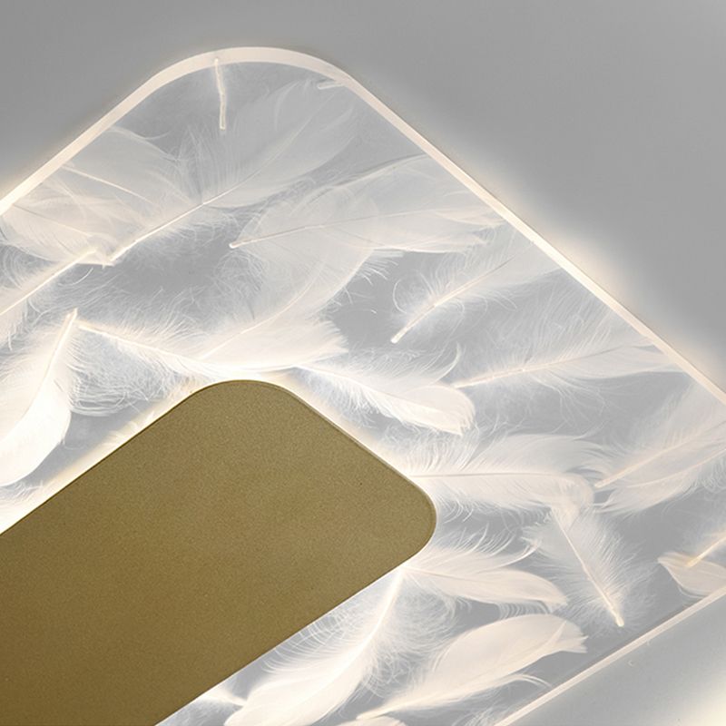 Geometry Shape LED Feather Ceiling Lamp Modern Aluminium 3 Lights Flush Mount for Bedroom