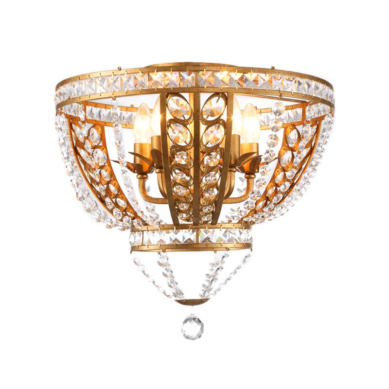 Dome Corridor Flush Mount Light Crystal and Metal 5 Lights Modern Ceiling Mount Fixture