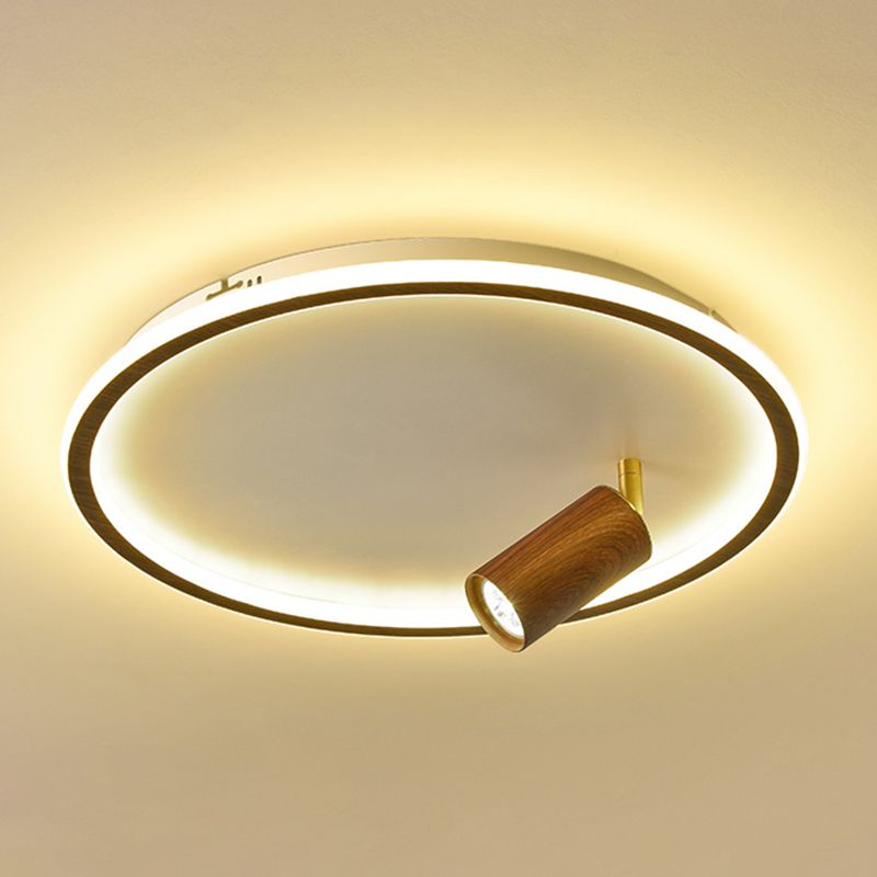 1 Spotlight Minimalism Circle Flush Mount Ceiling Light Aluminum Bedroom Flush Light