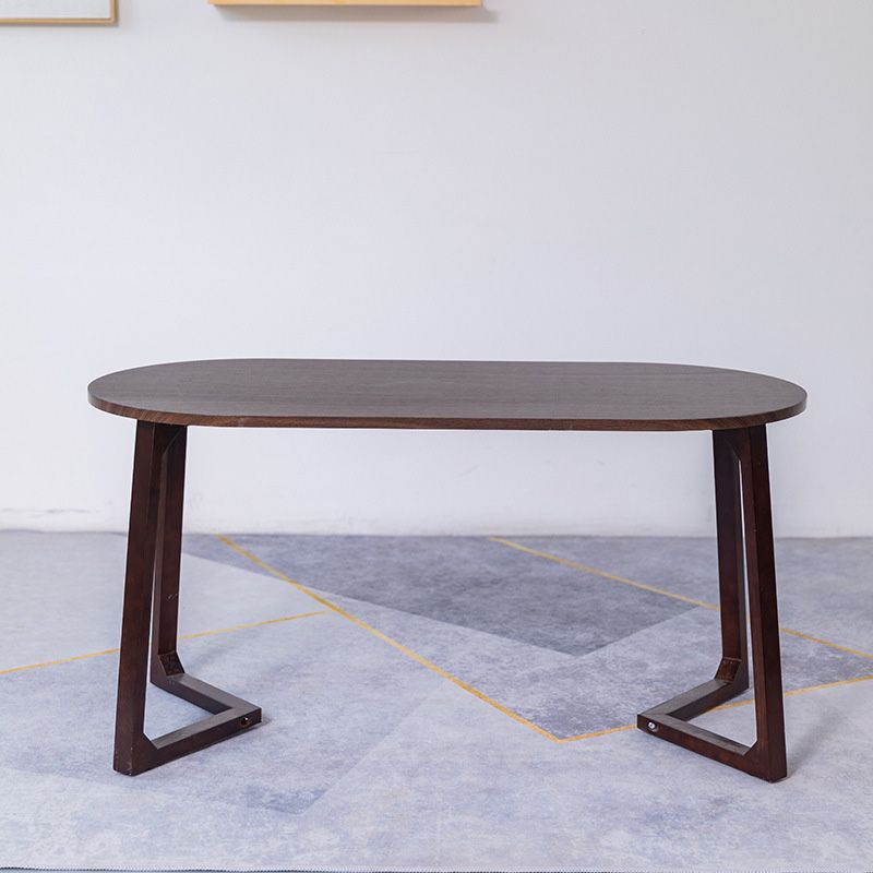 Sleigh Shaped Base Design Walnut/wood Rubber Wood Rectangular & Oval Coffee Table