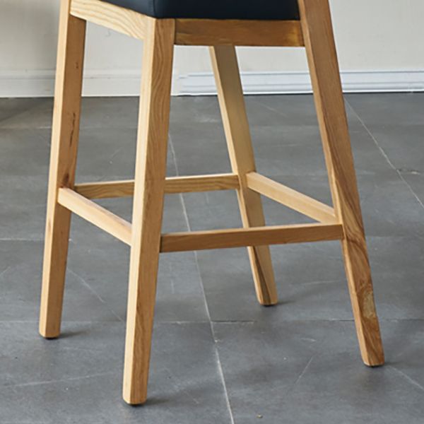 Contemporary Wooden Bar Stool Low Back Counter Footrest Stool