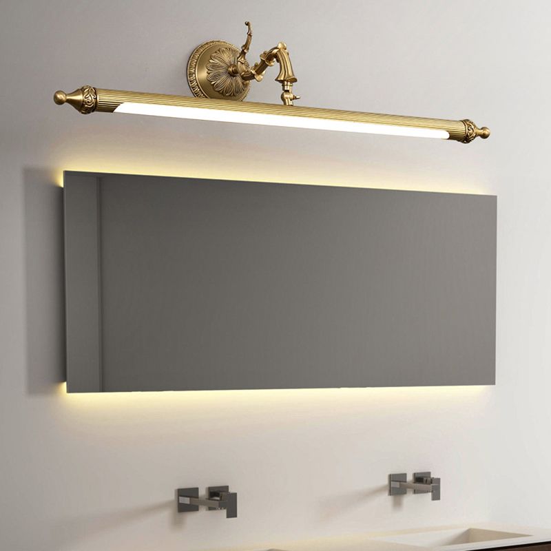 28 "breit traditioneller LED-Eitelkeitsspiegel Leicht antikes Messing Langstreifen-Wandlampe für Badezimmer