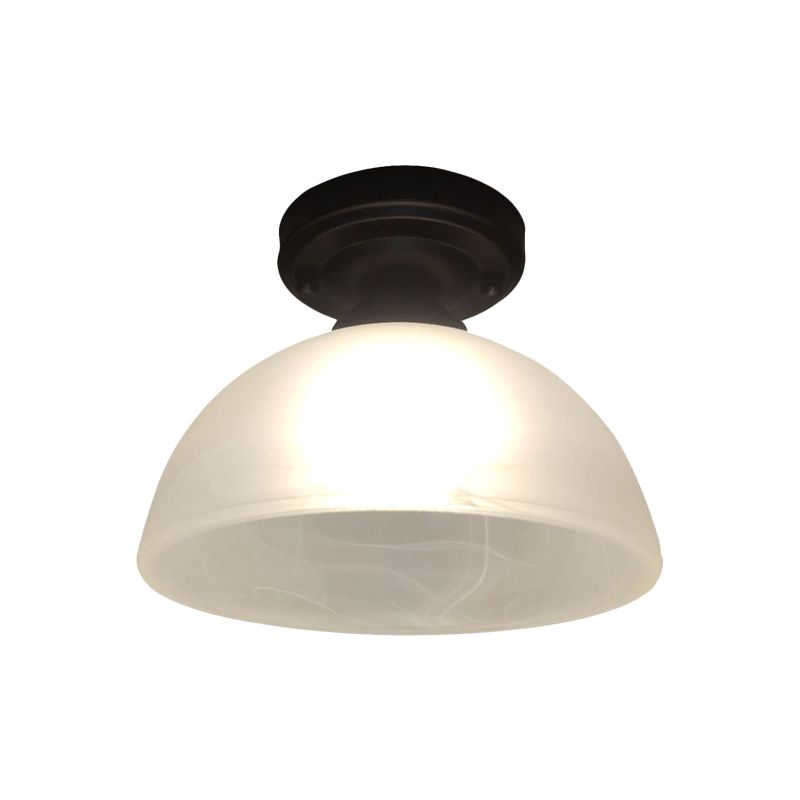 Inverted Bowl Corridor Flush Mount Traditional Frosted Glass Single Head Black Ceiling Flush