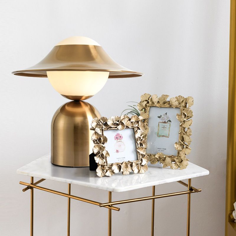 Hat Night Table Lamps Modern 1-Light Nightstand Lights with White Glass Shade for Bedroom