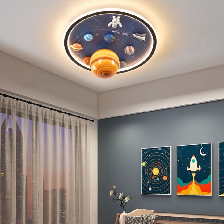 Blue Kids Flush Mount Light Resin LED Ceiling Mount Light Fixture for Children's Room