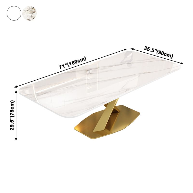 Mesa de comedor rectangular de lujo tradicional Mesa de piedra sinterizada con base de pedestal