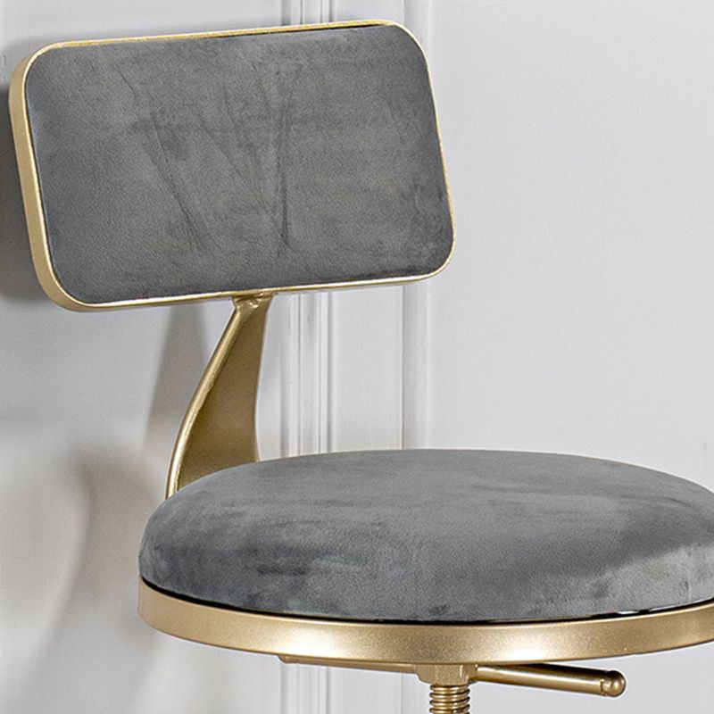 Glam Round Dining Stools Adjustable Height Bar Stools with Metal Base