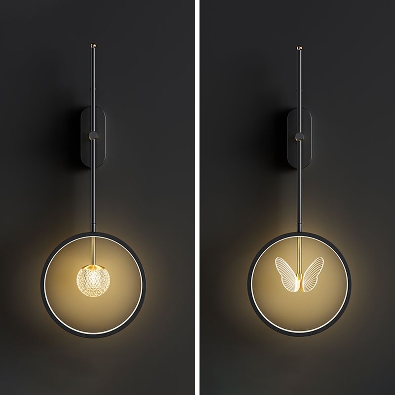 Black Wall Sconce Contemporary Style Wall Light Sconces Metal for Bedroom