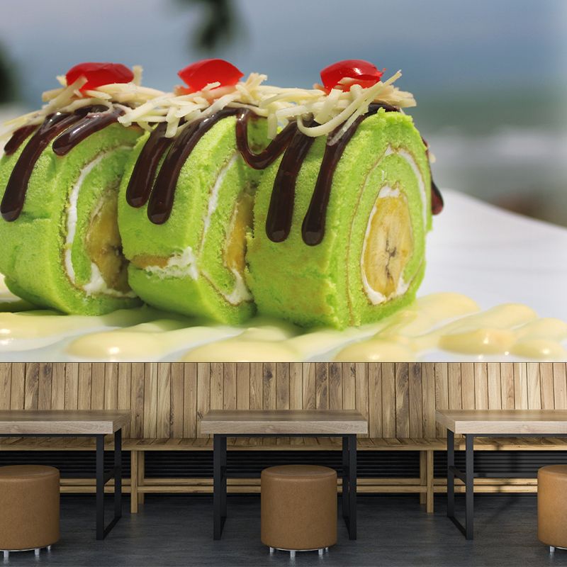 Simple Style Dessert Shop Decoration Dessert Mural Wallpaper, Custom Size Available