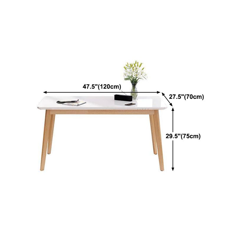 Glass Top Dining Table Modern Dining Table with 4 Solid Wood Legs