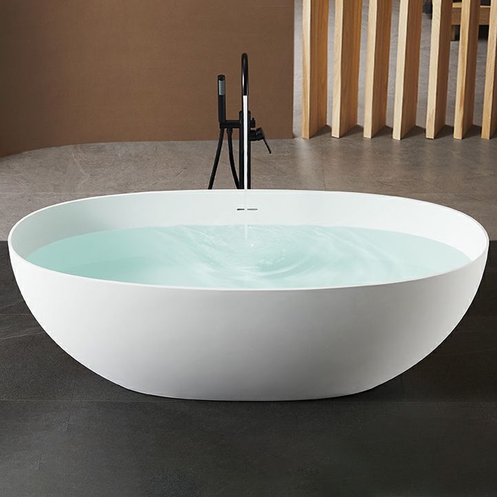 Freestanding Modern Soaking Bathtub Antique Finish Oval Bath Tub