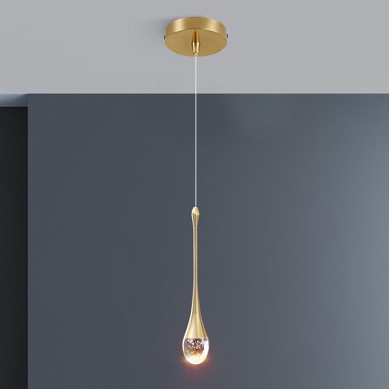 Luce a ciondolo a led lacrima oro in moderna luce in alluminio in alluminio in alluminio con tonalità di cristallo