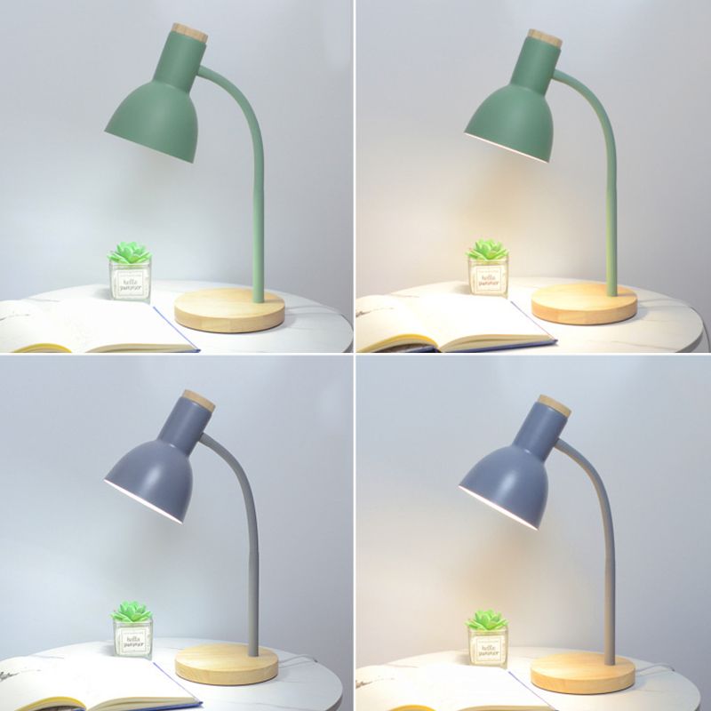 Wooden Dome Table Lamp in Modern Minimalist Style Wrought Iron Macaron Table Light for Bedroom