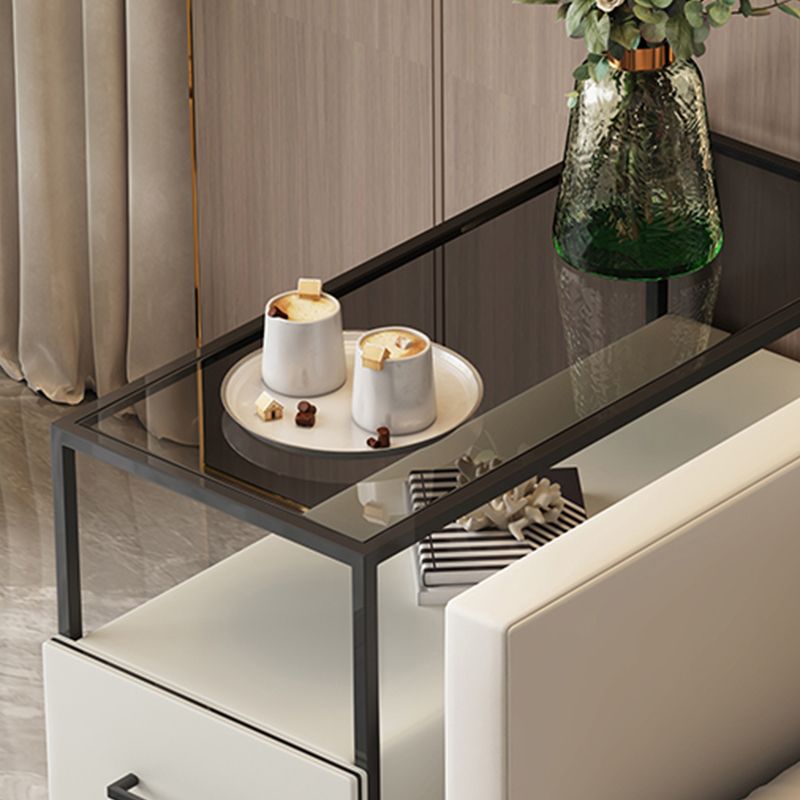 Modernistic Sofa Side Accent Table with Pedestal and 1 Drawer