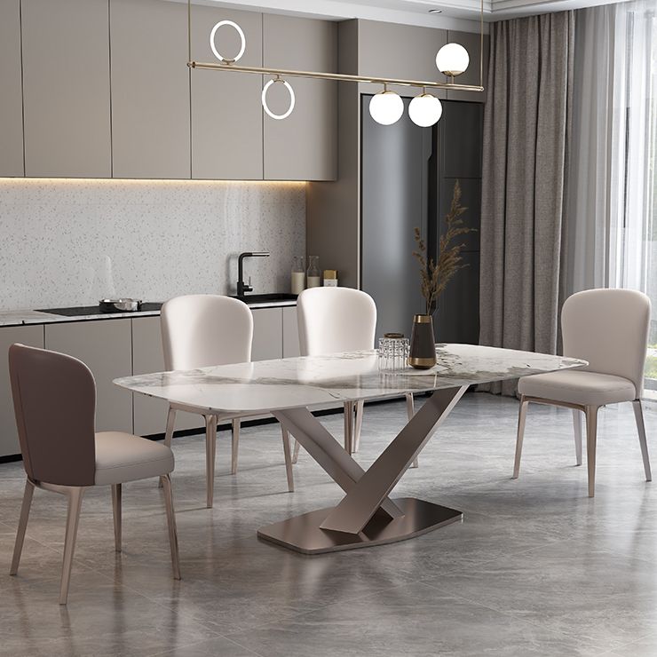 Modern Sintered Stone Top Dining Set Rectangle 1/4/5/6/7 Pieces Dining Room Table Set