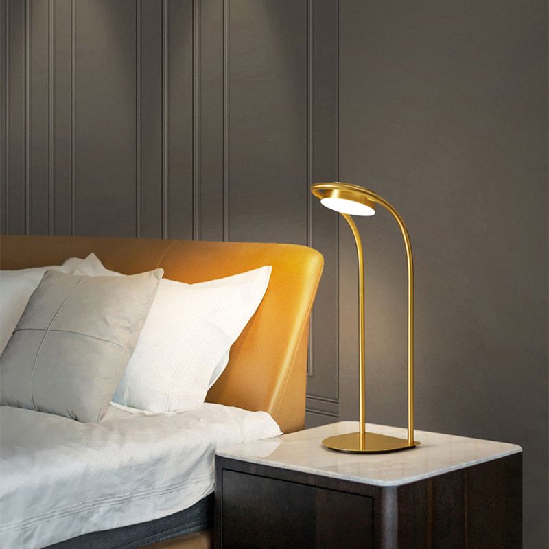 Bend Metallic Nightstand Lamp Postmodern Brass LED Table Lighting for Living Room