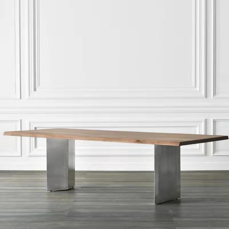 Table de salle à manger Glam de forme rectangulaire, double guéridon avec bois massif