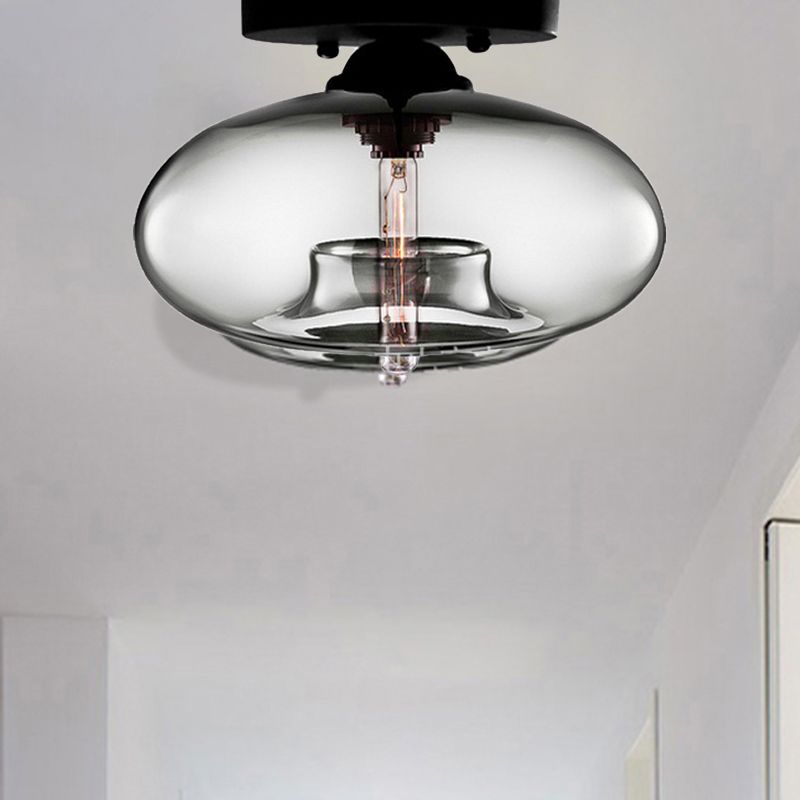 Oblong Flush Deckenleuchte Modernist Glas 1 Lichthimmel Blau/Amber/Rauch Grau/Kaffee Deckenleuchte, 11 " W