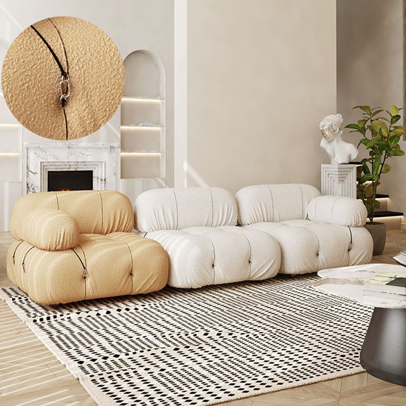 35.4" Wide Contemporary Seating Cushions Round Arm Sofa in Beige and Brown