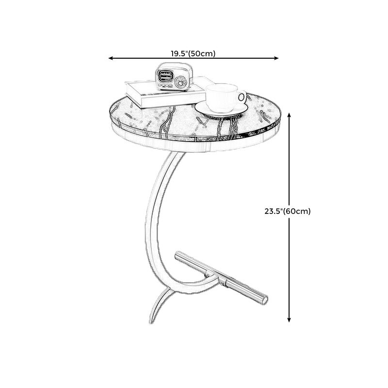 Round Side Wood Top End Table Abstract Sofa Side End Table for Living Room