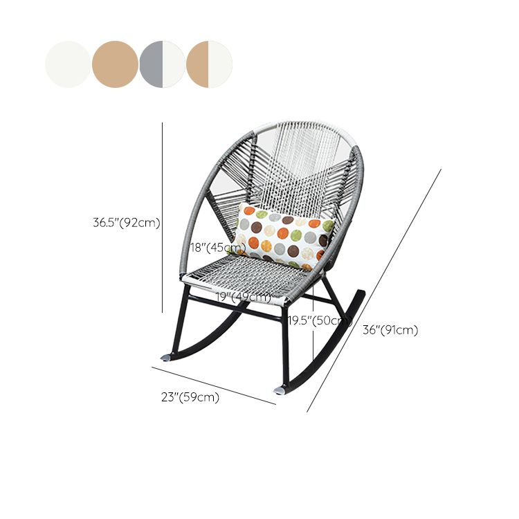 Contemporary Rocking Chair Wicker Spindle Backrest Metal Chair Legs Porch Rocking Chair