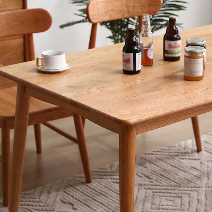 Contemporary Dining Table Cherry Solid Wood Table with 4 Legs for Kitchen Dinner Dining Room