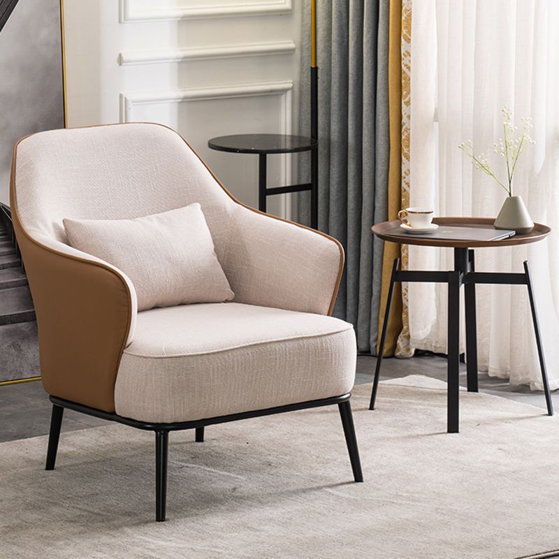 Modern Armchair Solid Color Pillow Back Basic Four Legs Chair