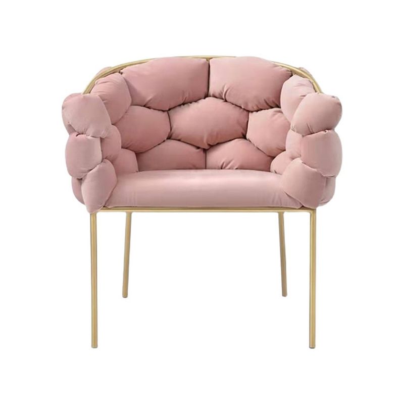 Sloped Arms Vanity Armchair Basic Four Leg Chair with Cushion