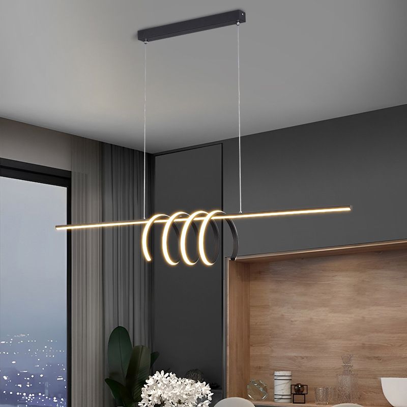 Modern LED Kitchen Island Lighting Black Ceiling Light for Room Foyer