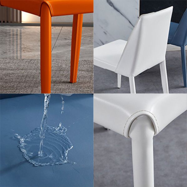 Faux Leather Armless Dining Chairs Contemporary Side Chair Set