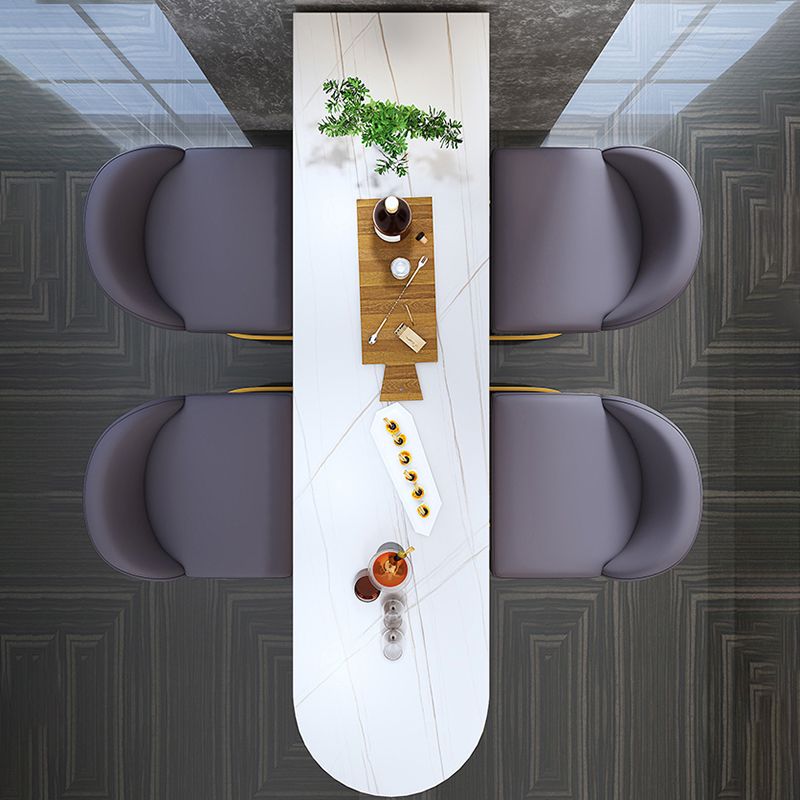 Stone Top Irregular Bar Table Traditional Luxury Bistro Table with Double Pedestal