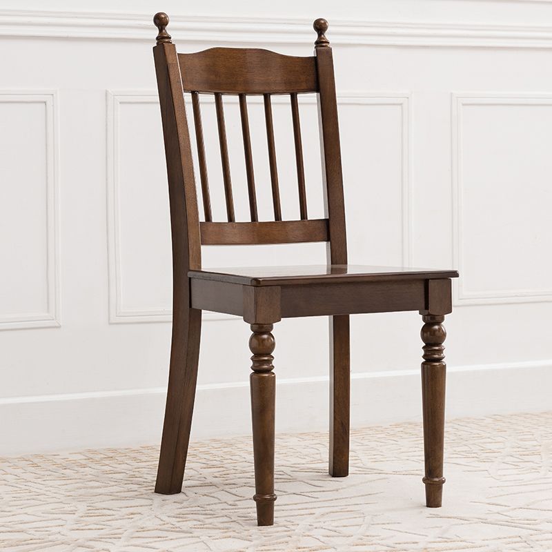 Silla de comedor tradicional de madera de caucho, silla lateral con respaldo de listones, silla de comedor individual