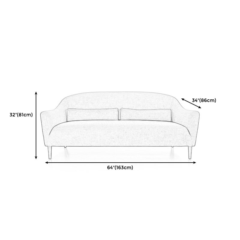 Scandinavian 3-Seat Linen Sofa Curved 33.86" D x 31.89" H Loveseat