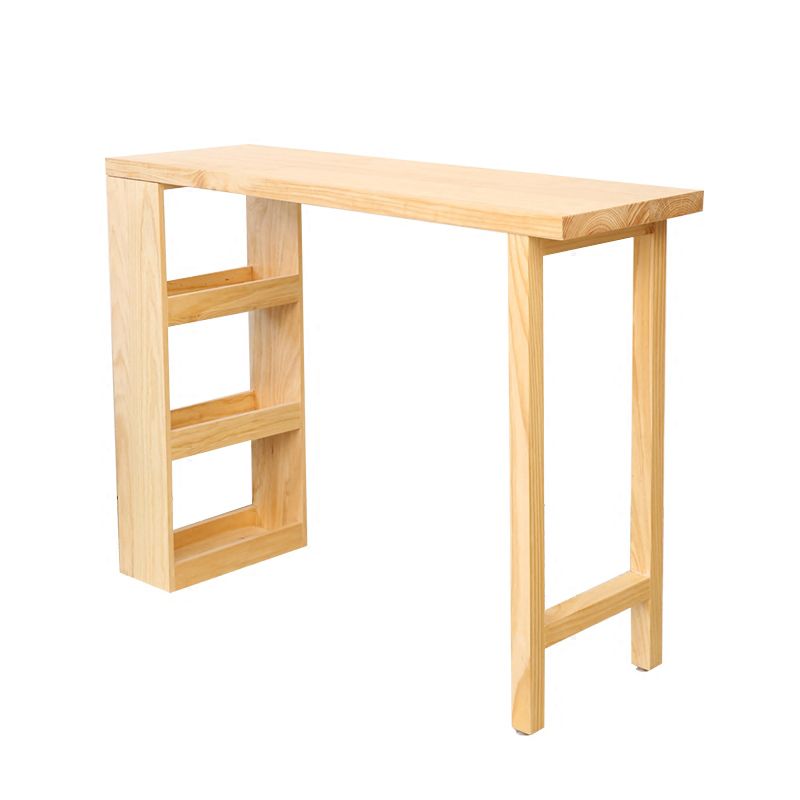 Modern Solid Wood Rectangle Counter Table Natural Storage Bistro Bar Height Cocktail Table