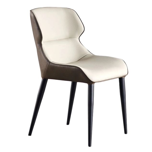 Faux Leather and Metal Armless Dining Chairs Modern Side Chair