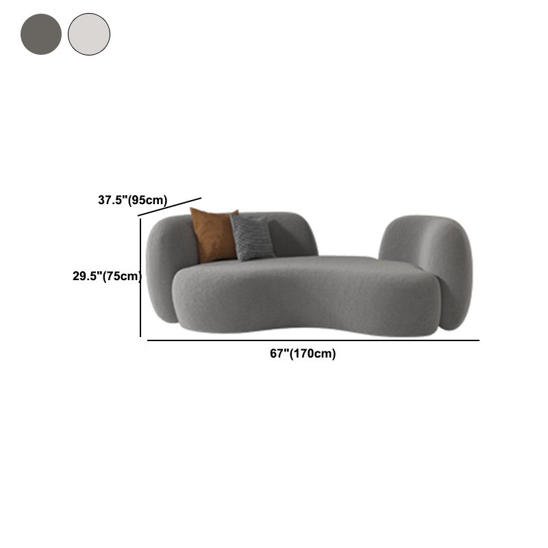 Wool Contemporary Recessed Arm Sofa Curved Sofa for Living Room, Apartment