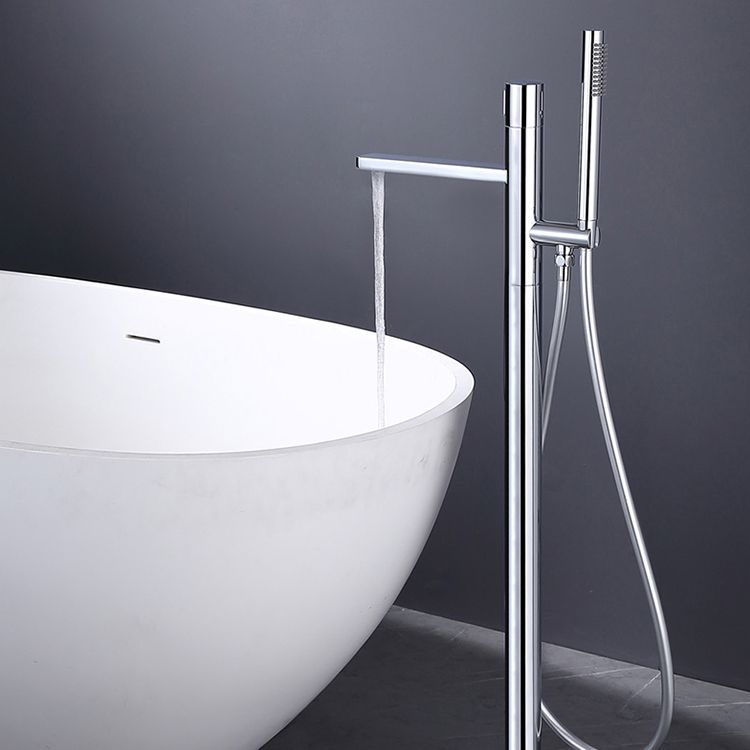 Floor Mounted Metal Freestanding Tub Filler High Arc Freestanding Bathtub Faucet