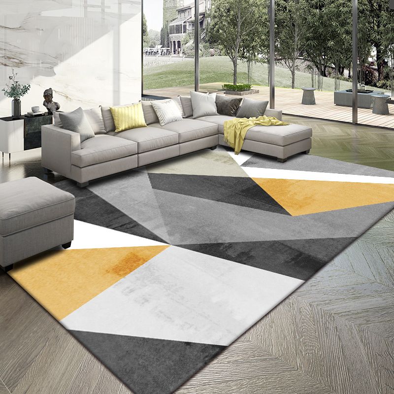 Grey Contemporary Rug Blending Graphic Rug Non-Slip Backing Rug for Home Decor