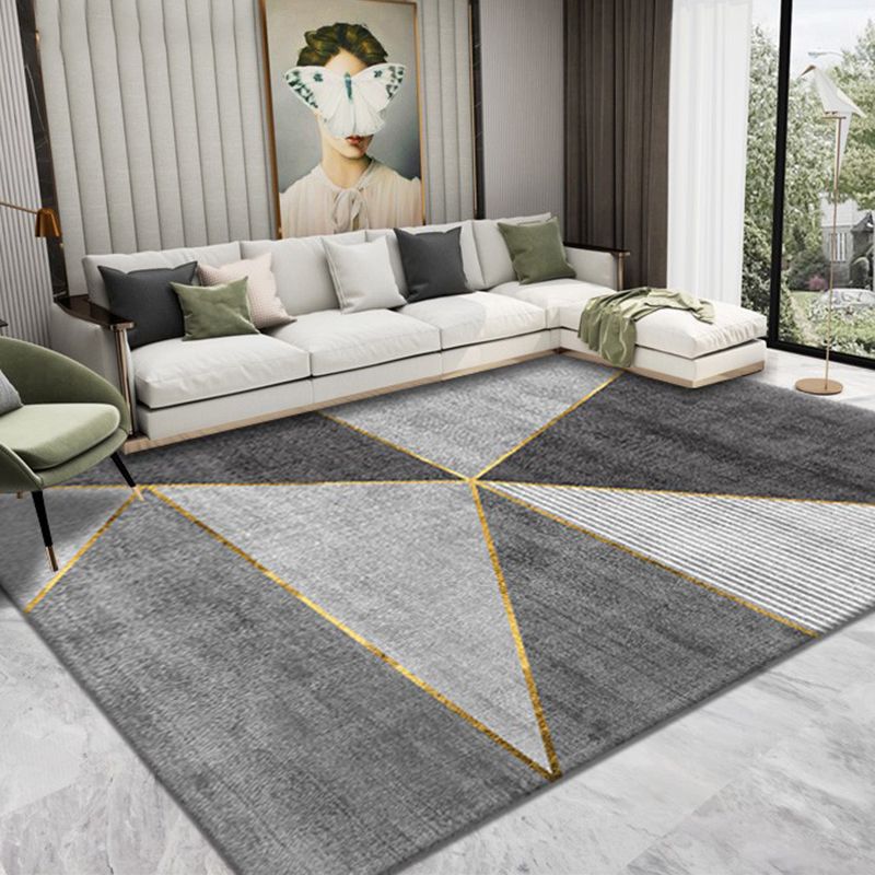 Grey Modern Rug Blended Graphic Rug Non-Slip Backing Rug for Home Decor